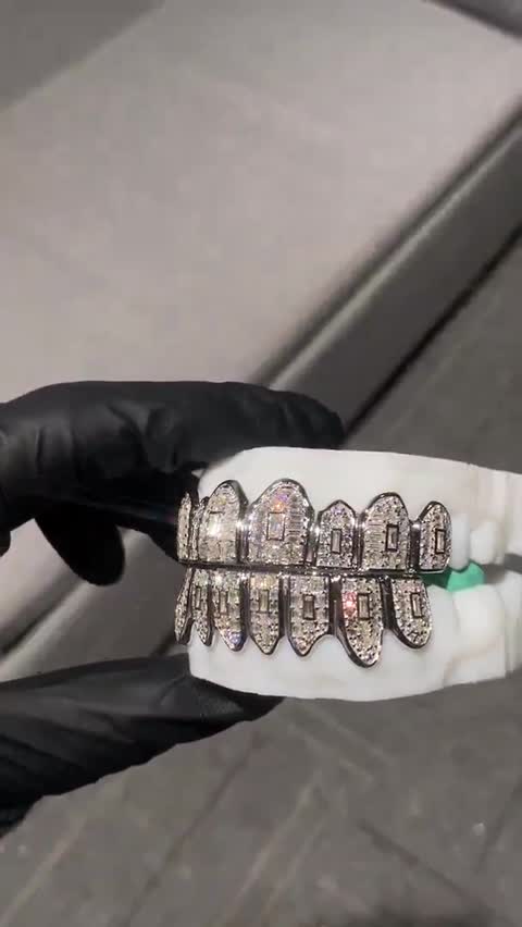 Finished baguette set in dark rhodium