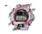 Iced moissanite cover for Casio G-Shock DW-6900, design CMW0024, colour accents